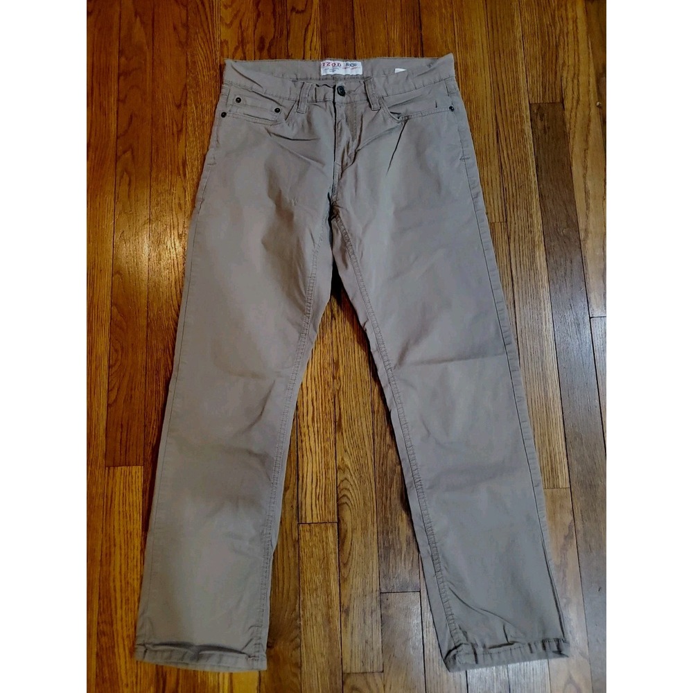 IZOD Straight Leg Comfort Fit Stretch Jeans Tan Khaki‎ Denim MENS 32 X 30